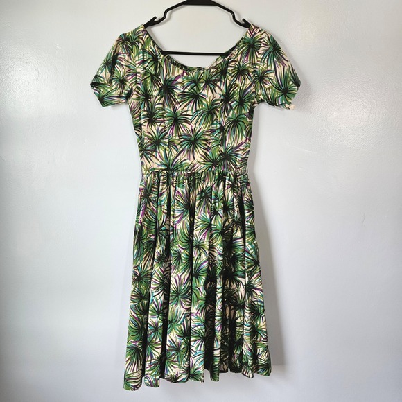 Anne Fogarty Dresses & Skirts - Anne Fogarty Vtg 50s 60s Tropical Palm Leaf Hawaiian Fit Flare Dress Green XS